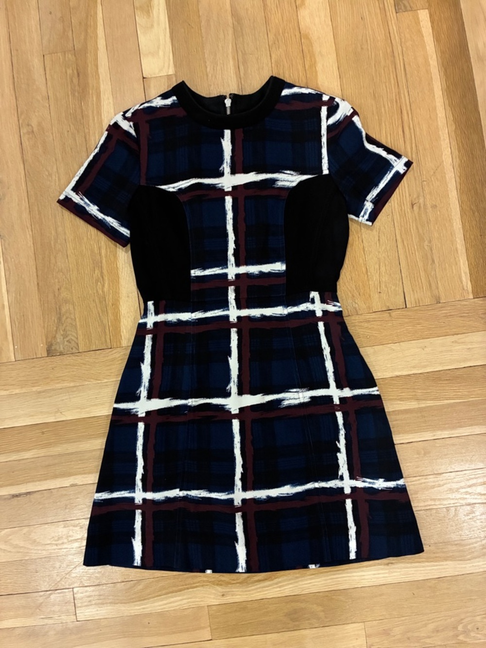 Marc by Marc Jacobs Navy Blue, Black & White Plaid Short Sleeve Dress